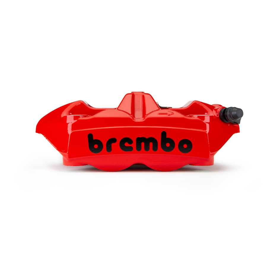 Brembo Brake Caliper, Right, P4 34mm, M4, Cast Monobloc, 100mm Radial Mount, Front, Red w/ Black Lettering