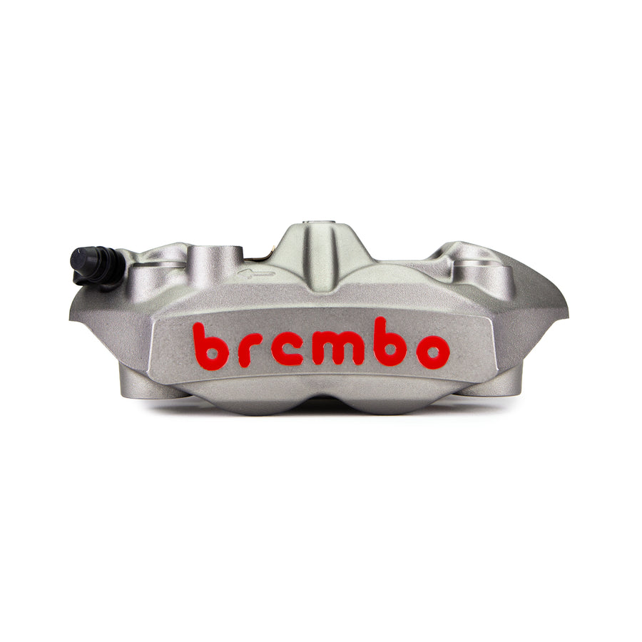 Brembo Brake Caliper, Left, P4 34mm, M4, Cast Monobloc, 108mm Radial, Front, Titanium Gray w/ Red Lettering
