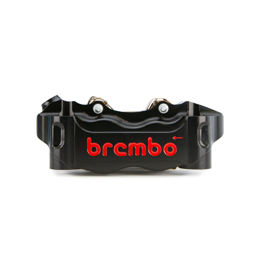 Brembo Brake Caliper, Left, P4 30/34mm, GP4-RB, 2-Pin, Billet 2-Piece, 100mm Radial Mount, Hard-Anodized Black