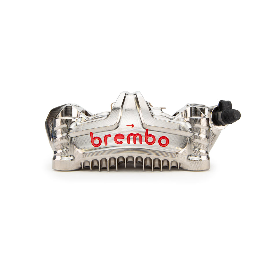 Brembo Brake Caliper, Right, P4 30mm, GP4-MS Finned, Billet Monobloc, 100mm Radial Mount, Front, Nickel