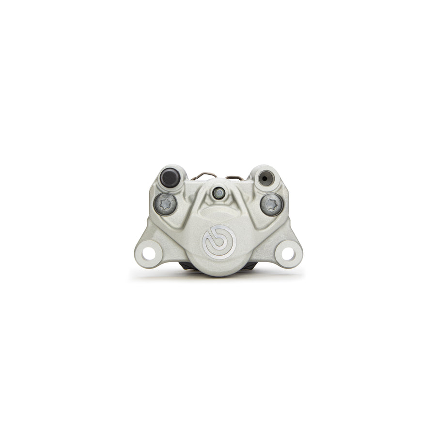 Brembo Brake Caliper, P2 34G, 7.4mm Organic Left Side Bleeder, Cast 2-Piece, 84mm Axial Mount, Rear, Natural Silver